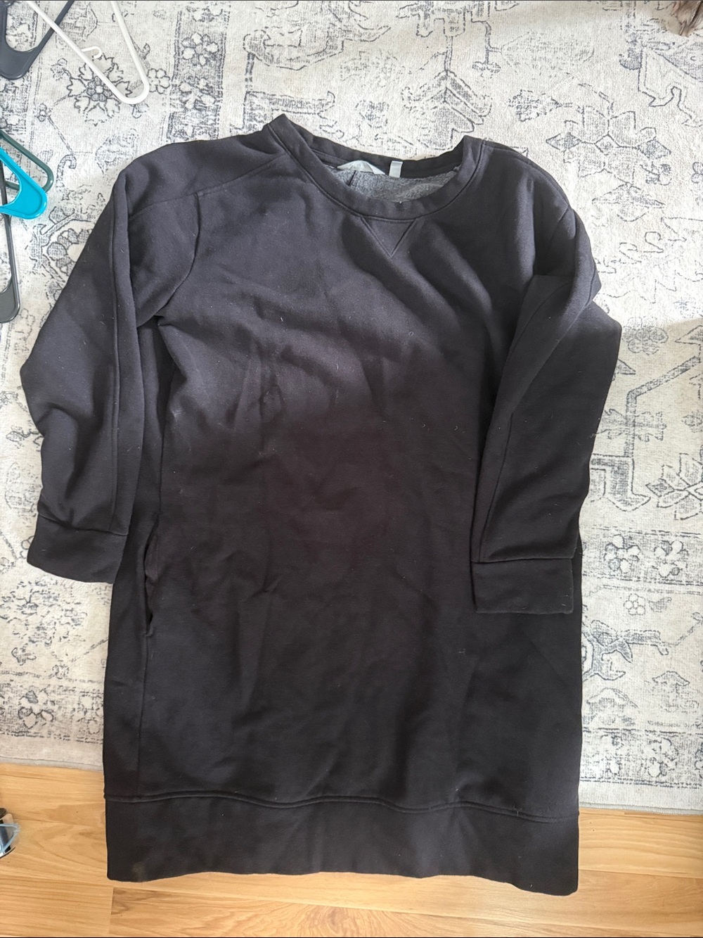 Athleta Black Long Sleeve Sweatshirt Dress